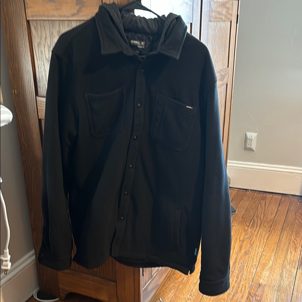 O’Neill Men's Black Hooded Button Up Jacket Large